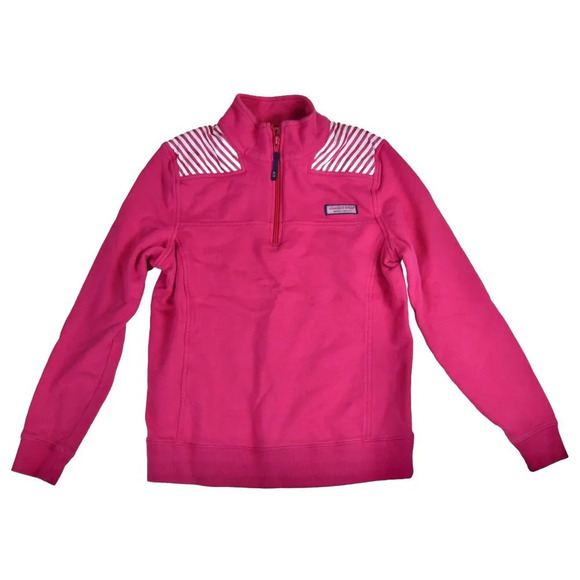 Vineyard Vines || Vivid Pink Stripes Quarter Zip Performance Sweater XS - Picture 2 of 7